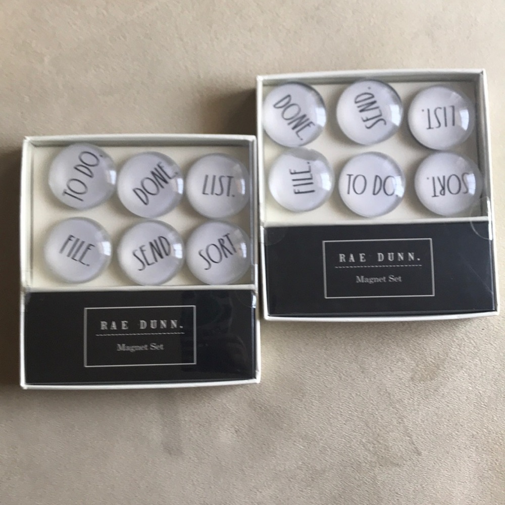 RAE DUNN 2 sets: 6 glass-dome magnets each box